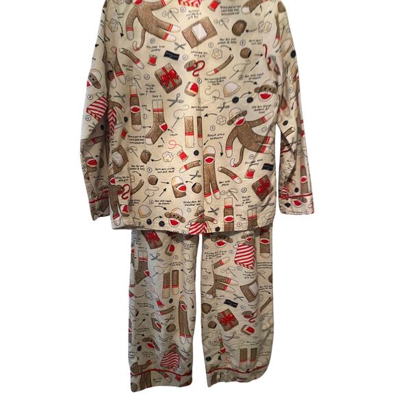 Nick & Nora How To Build A Sock Monkey 2 Piece Pajama Set Size XS ROoMY - Picture 5 of 8